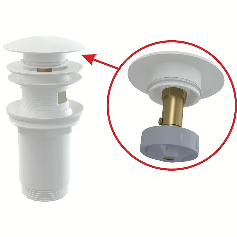 Alca umyvadlová výpust ClickClack 5/4 s přepadem a velkou bílou zátkou
