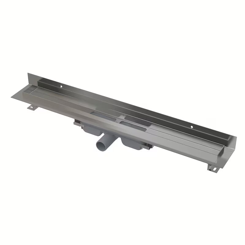 Nerezový sprchový žlab Alca Chrome 75 cm pro instalaci ke stěně do sprchy v úrovni podlahy.