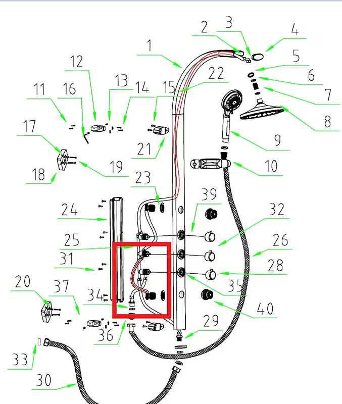 Propojovací hadička Anima Easyshower 4 jako náhradní díl pro sprchový panel