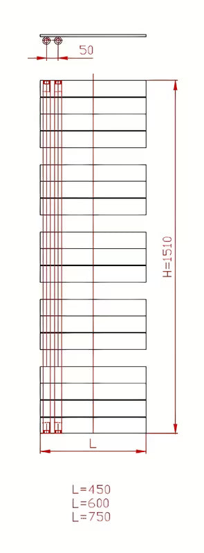Bílý kombinovaný koupelnový radiátor Anima Oliver 45x151 cm pro vytápění a sušení ručníků.