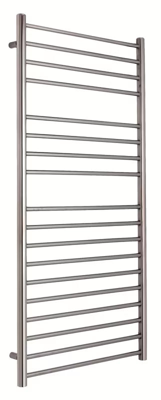 Anima Paul kombinovaný koupelnový radiátor 60x120 cm v barvě PVD gun metal s tenkými vodorovnými trubkami.