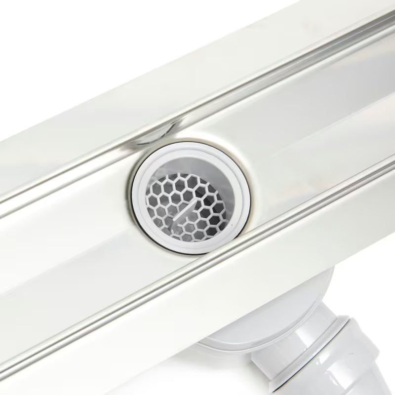 Sprchový žlab Anima 70 cm v provedení chrome s roštem 65 cm a sifonem DN40
