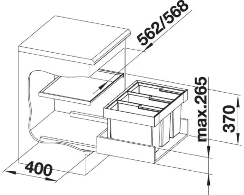Odpadkový koš sorter Blanco Flexon II do zásuvky pro třídění odpadu