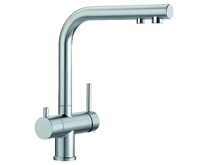 Blanco Fontas II dřezová baterie Supersteel s matným nerezovým vzhledem a dvoucestným ovládáním