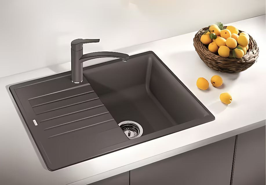 Blanco Zia 45 S granitový kuchyňský dřez s odkapávačem v barvě šedá vulkán pro montáž na desku