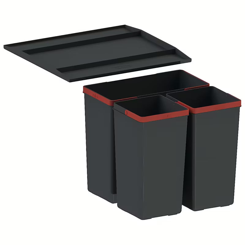 Černý odpadkový koš sorter Franke EasySort se třemi nádobami do kuchyňské zásuvky