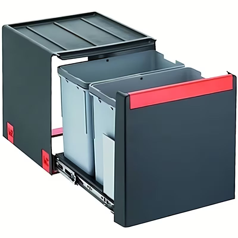 Vestavný odpadkový koš Franke sorter s ručním výsuvem, 2×14 l, černá/šedá