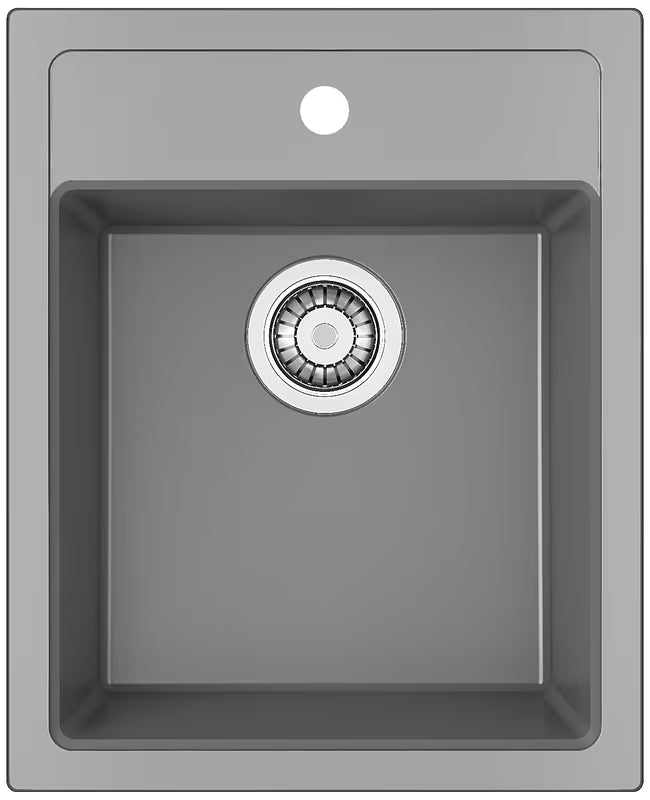 Šedý kuchyňský jednodřez Franke Sid 610-40 z materiálu Tectonite pro montáž na pracovní desku.