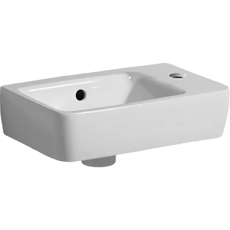 Bílé keramické umývátko Geberit Selnova Compact 40 x 25 cm s otvorem pro baterii vpravo