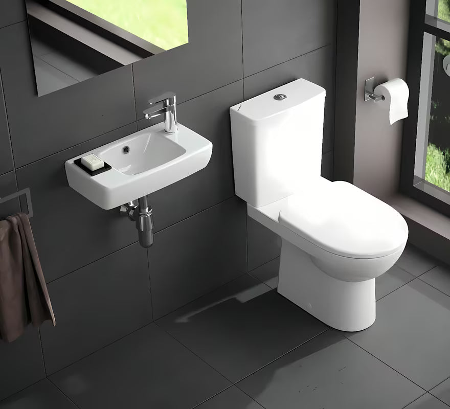 Bílé keramické umývátko Geberit Selnova Compact 40 x 25 cm s otvorem pro baterii vpravo