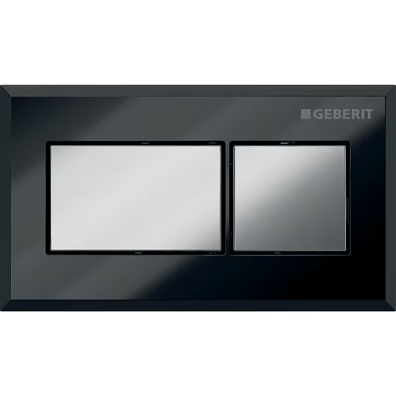 Geberit Sigma ovládací tlačítko v pochromovaném provedení s hranatým designem pro dvojité splachování