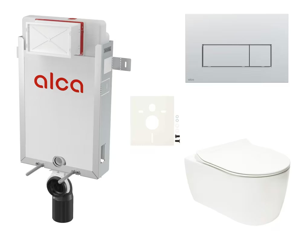 Závěsný WC set SAT Tornado s modulem k zazdění, nádržkou Alca a WC sedátkem z Duroplastu