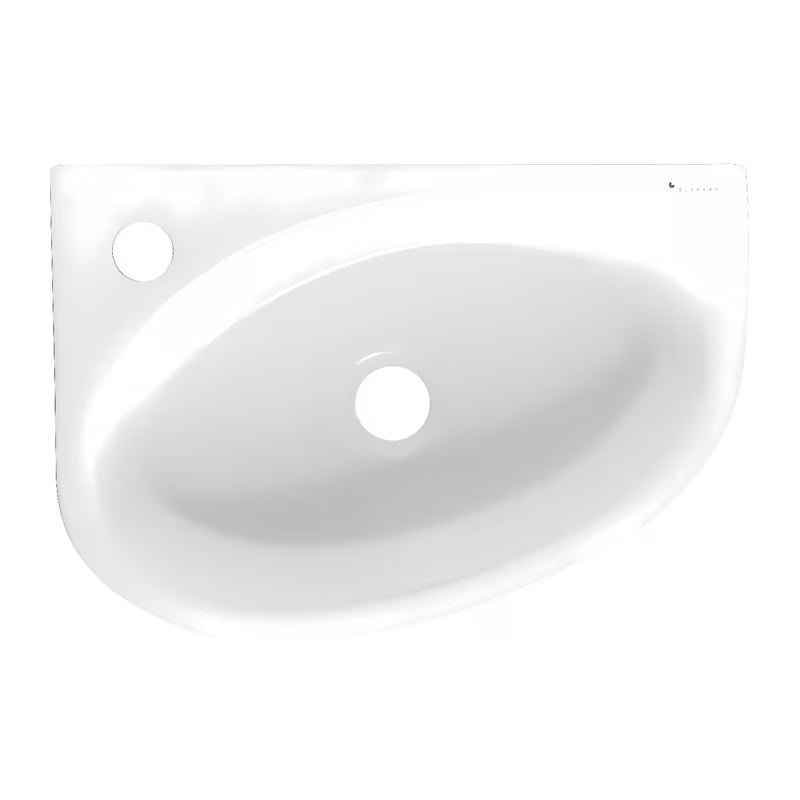 Bílé keramické rohové umývátko Glacera Bigio 42x29,5 cm s otvorem pro baterii vlevo