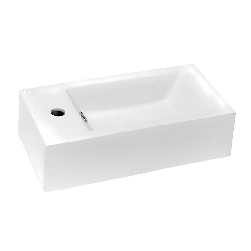 Bílé keramické umývátko Glacera Bigio 50 x 25 cm s otvorem pro baterii vlevo
