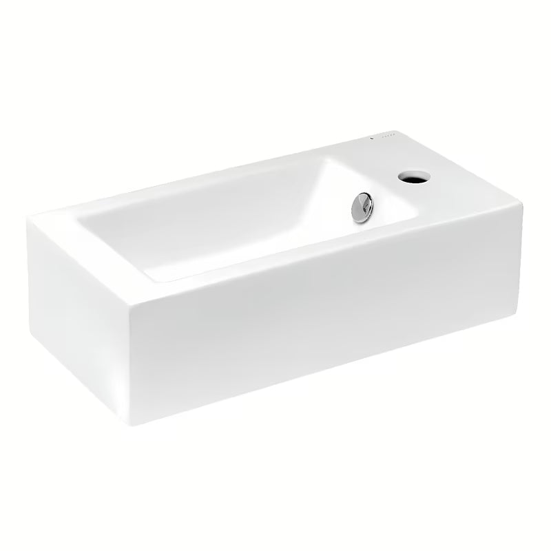 Bílé keramické hranaté umývátko Glacera Bigio 50x25 cm s přepadem a otvorem pro baterii