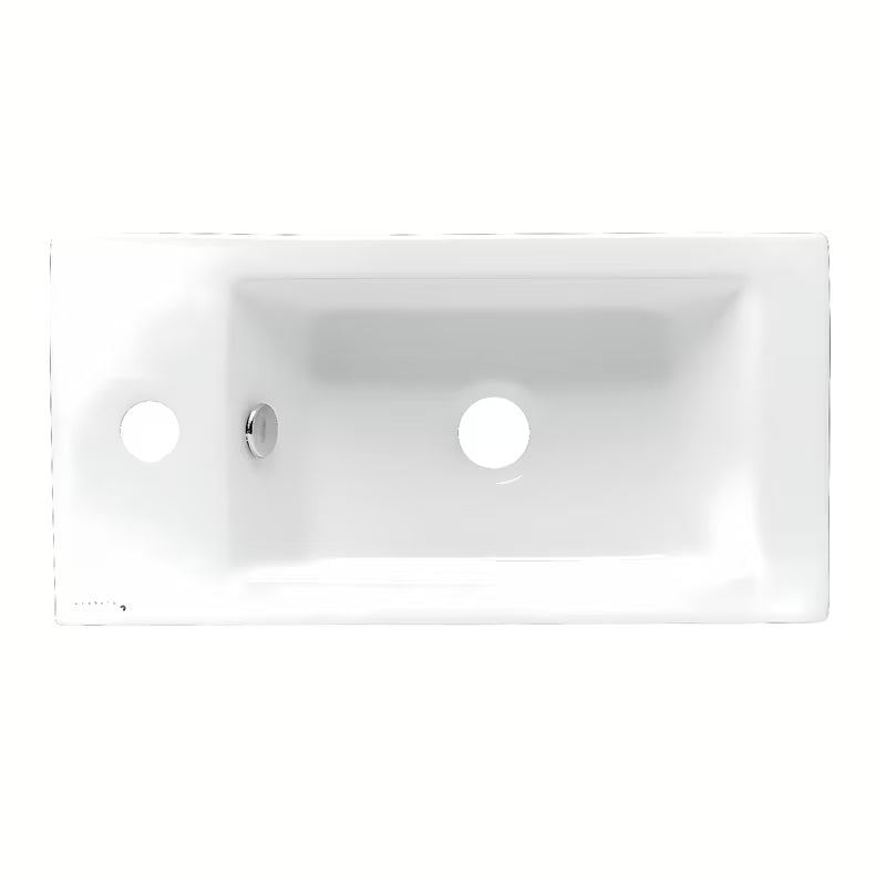 Bílé keramické hranaté umývátko Glacera Bigio 50x25 cm s přepadem a otvorem pro baterii