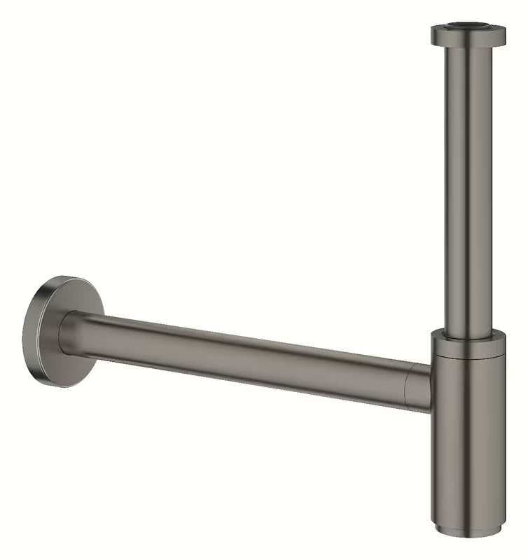 Grohe praustuvo sifonas DN 32 iš žalvario, šlifuoto paviršiaus, hard graphite ir su didele rozete