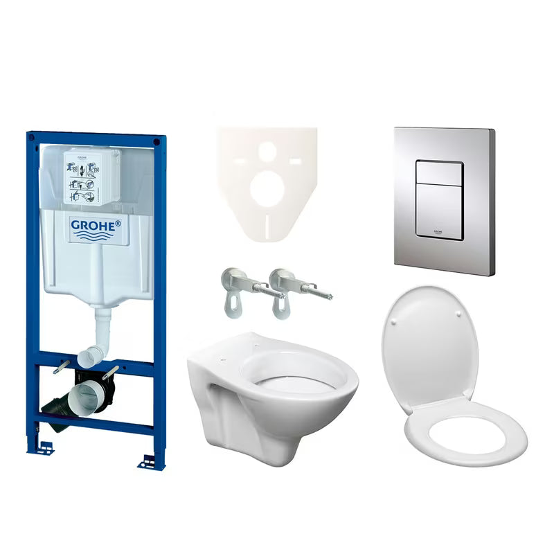 Závěsný WC set S-Line Pro s modulem Grohe Rapid SL, nádržkou, tlačítkem a WC sedátkem