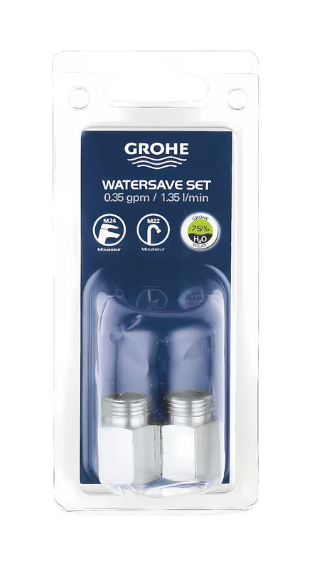 Úsporná souprava Grohe s chromovým perlátorem a regulátorem průtoku pro M22/24 perlátory