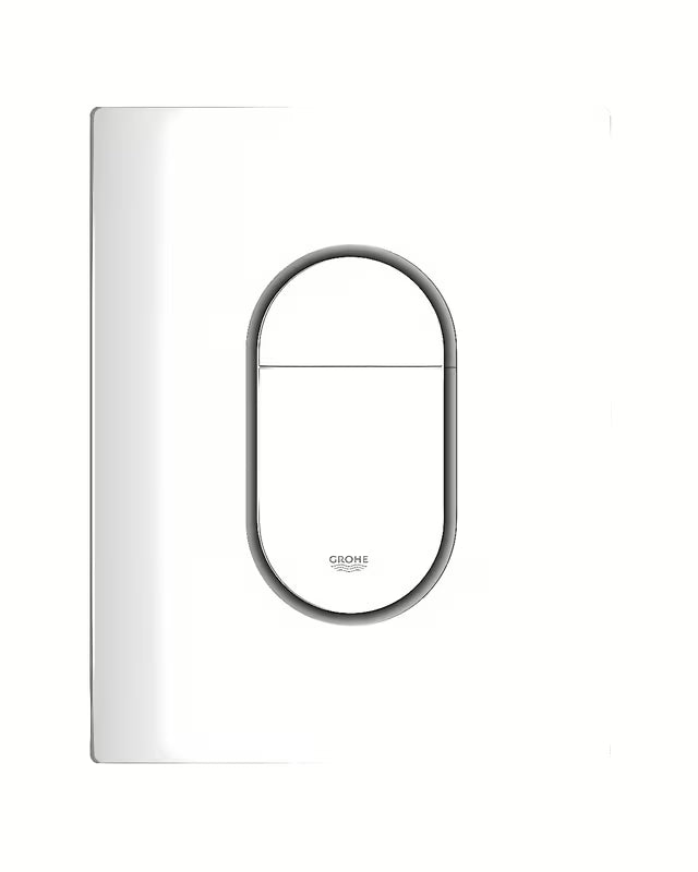 Bílé splachovací tlačítko Grohe Arena Cosmopolitan s duálním splachováním a povrchem Grohe StarLight