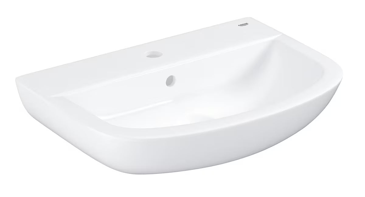 Závěsné umyvadlo Grohe Bau Ceramic 55 v bílé barvě Alpine White s otvorem pro baterii a přepadem