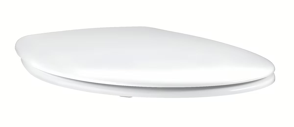 Bílé WC sedátko Grohe Bau Ceramic s víkem, SoftClose sklápěním a rychlým uvolněním pro snadné čištění.