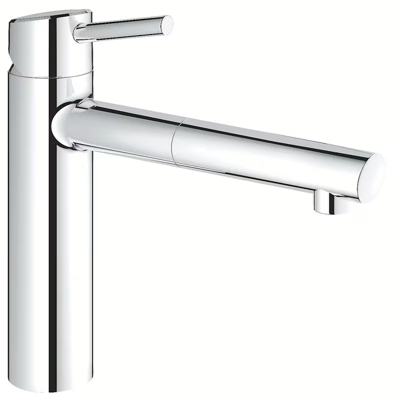 Chromová dřezová baterie Grohe Concetto New se středně vysokou otočnou výpustí a vytahovací sprškou