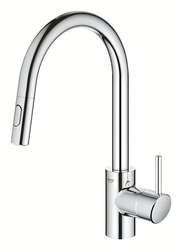 Chromová dřezová baterie Grohe Concetto New s vysokou otočnou výpustí a vytahovací sprškou