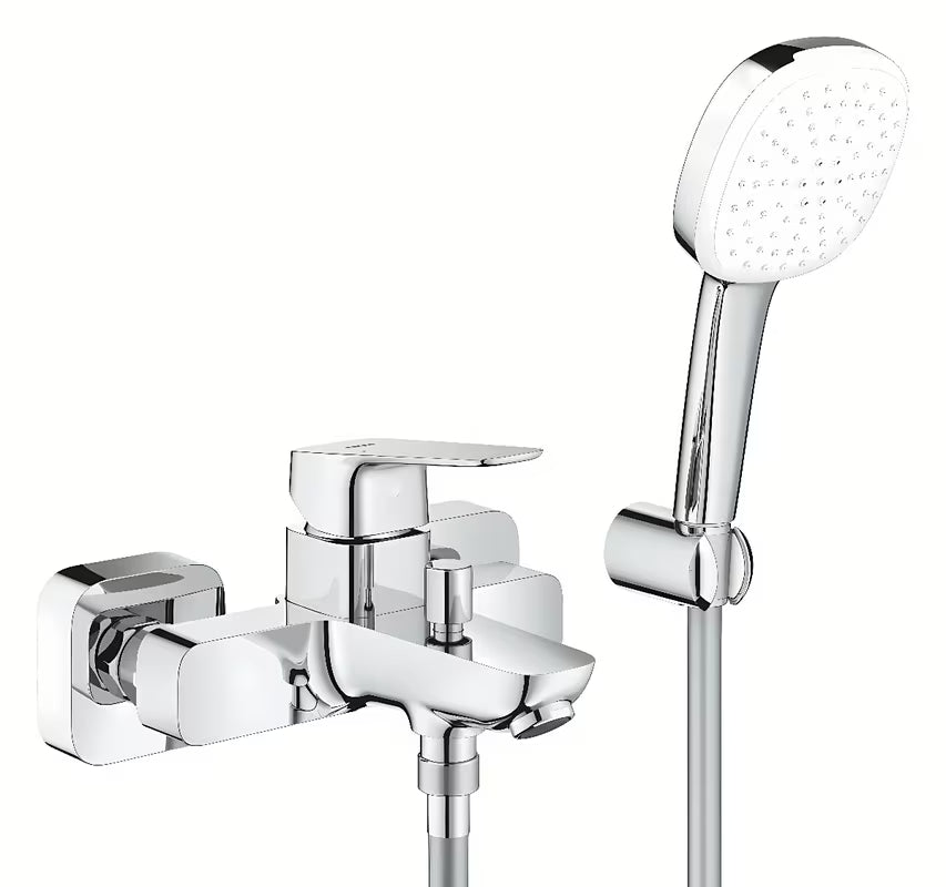 Grohe Cubeo nástěnná páková vanová baterie v chromu se sprchovým setem