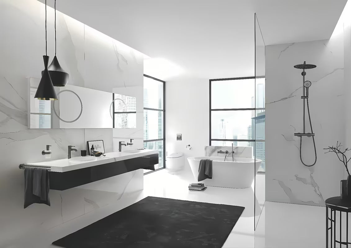 Grohe Essence New páková umyvadlová baterie s vysokou výpustí v povrchu brushed hard graphite