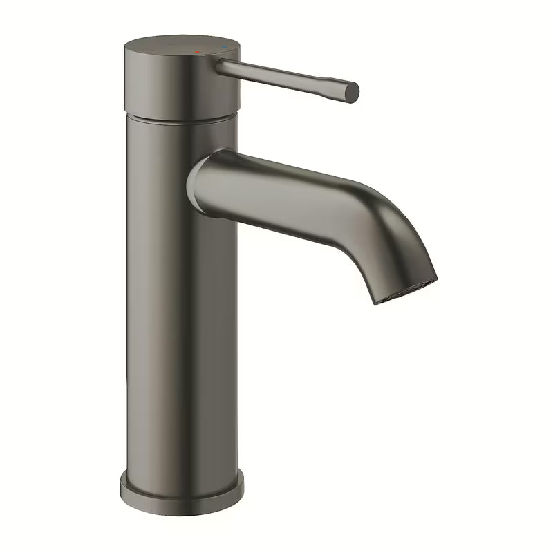 Umyvadlová páková baterie Grohe Essence New v provedení brushed hard graphite s vysokou výpustí bez výpusti.