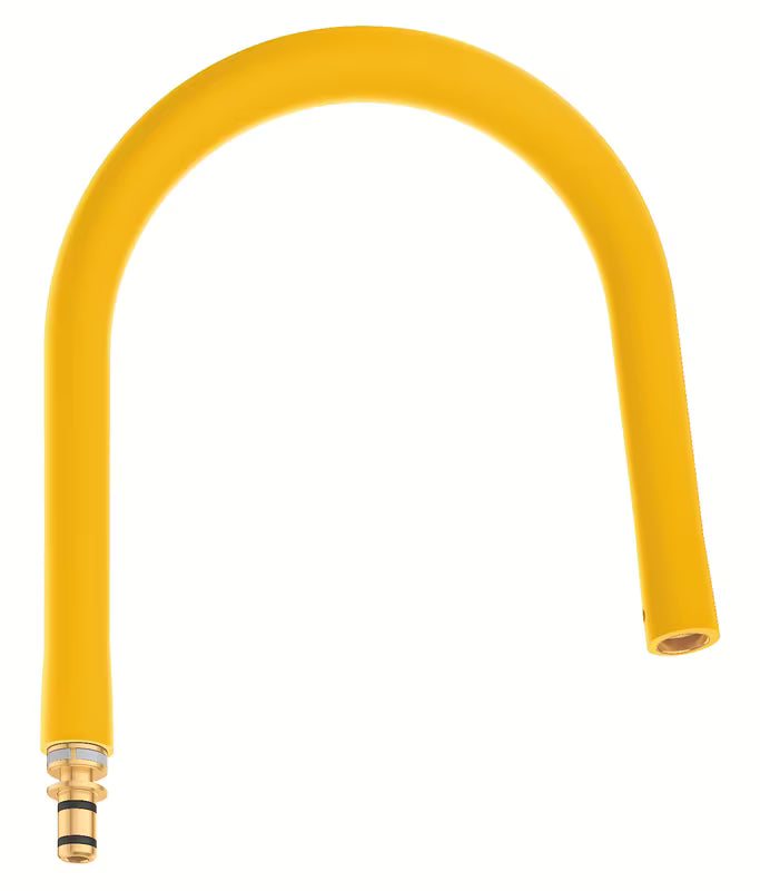 Žlutá flexibilní hygienická silikonová hadice pro kuchyňské baterie Grohe Essence.