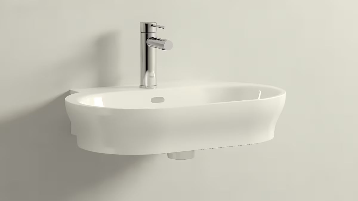 Chromová umyvadlová baterie Grohe Essence New s pákovým ovládáním a hladkým tělem