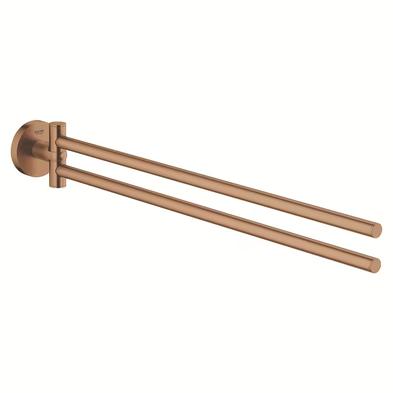 Držák ručníků Grohe Essentials se dvěma otočnými rameny v povrchové úpravě Brushed Warm Sunset.
