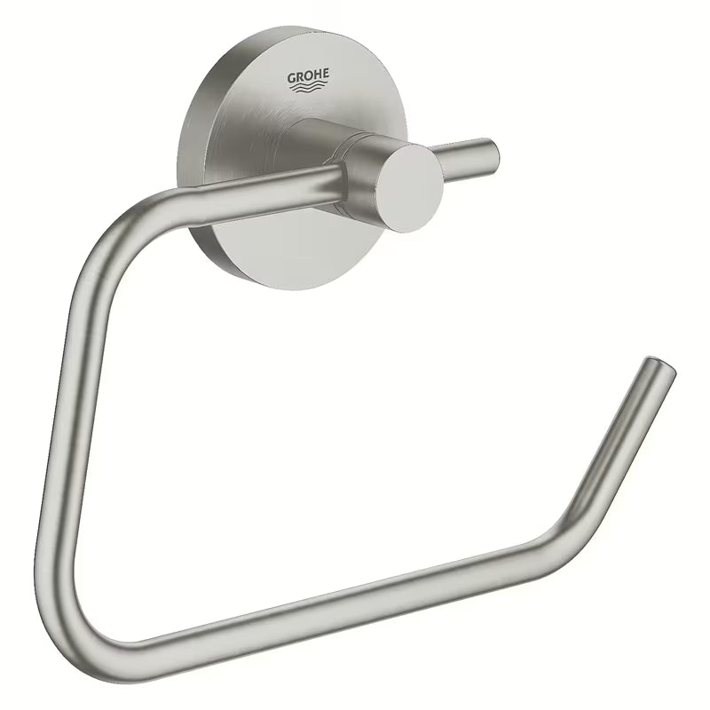 Držák toaletního papíru Grohe Essentials bez krytu v provedení supersteel se skrytým upevněním.