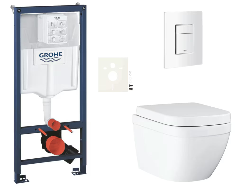 Viseči WC set Grohe Euro Ceramic z instalacijskim modulom Rapid SL, tipko in sedežem mehko Zapiranje Soft Close