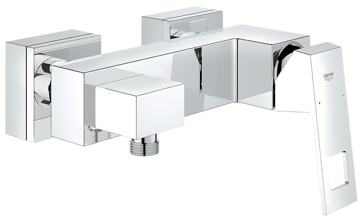 Chromová páková nástěnná sprchová baterie Grohe Eurocube v hranatém designu