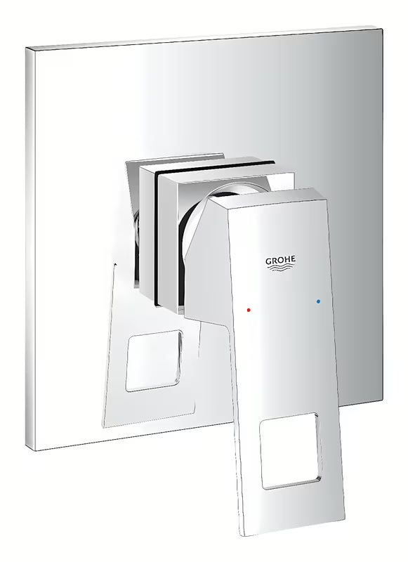 Podomítková páková sprchová baterie Grohe Eurocube v chromovém provedení s kovovým panelem a pákou
