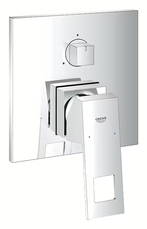 Podomítková sprchová a vanová baterie Grohe Eurocube v chromovém provedení s pákou a 3směrným přepínačem.