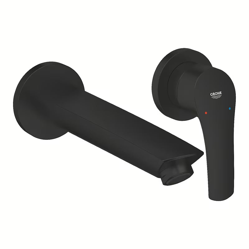 Podomítková umyvadlová baterie Grohe Eurosmart v matné černé pro nástěnnou montáž.