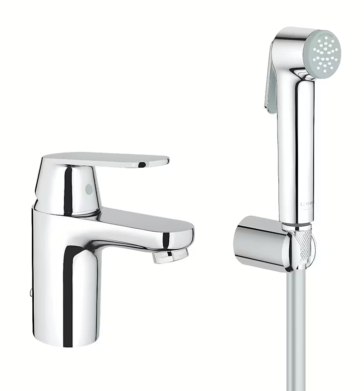 Chromová umyvadlová baterie Grohe Eurosmart Cosmopolitan se sprchovým setem a pákovým ovládáním