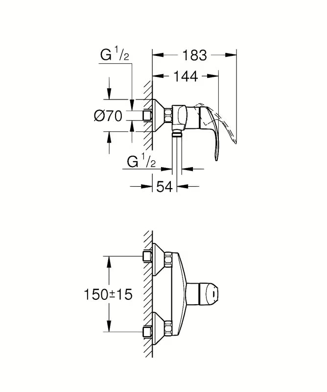 Grohe Eurosmart New páková nástěnná sprchová baterie v chromovém provedení