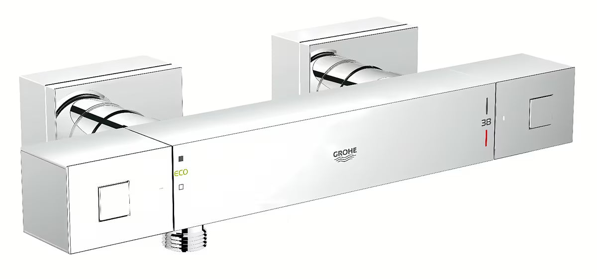 Termostatska armatura za tuš Grohe Grohtherm Cube v kromirani izvedbi z oglato zasnovo