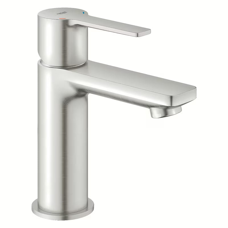 Umyvadlová páková baterie Grohe Lineare v provedení supersteel s clic-clacem a krátkou výpustí