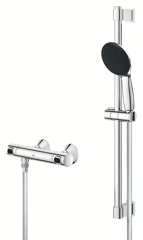 Grohe Precision Flow termostatická sprchová baterie v chromu se sprchovou soupravou a tyčí