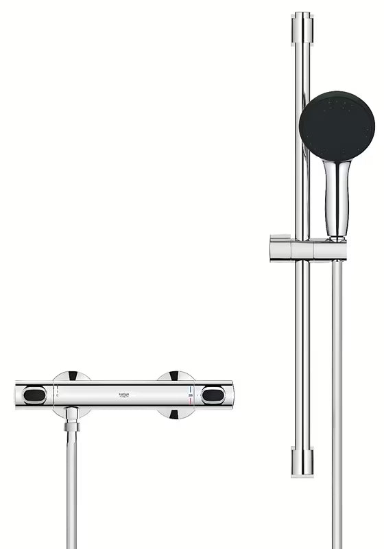 Grohe Precision Flow termostatická sprchová baterie v chromu se sprchovou soupravou a tyčí