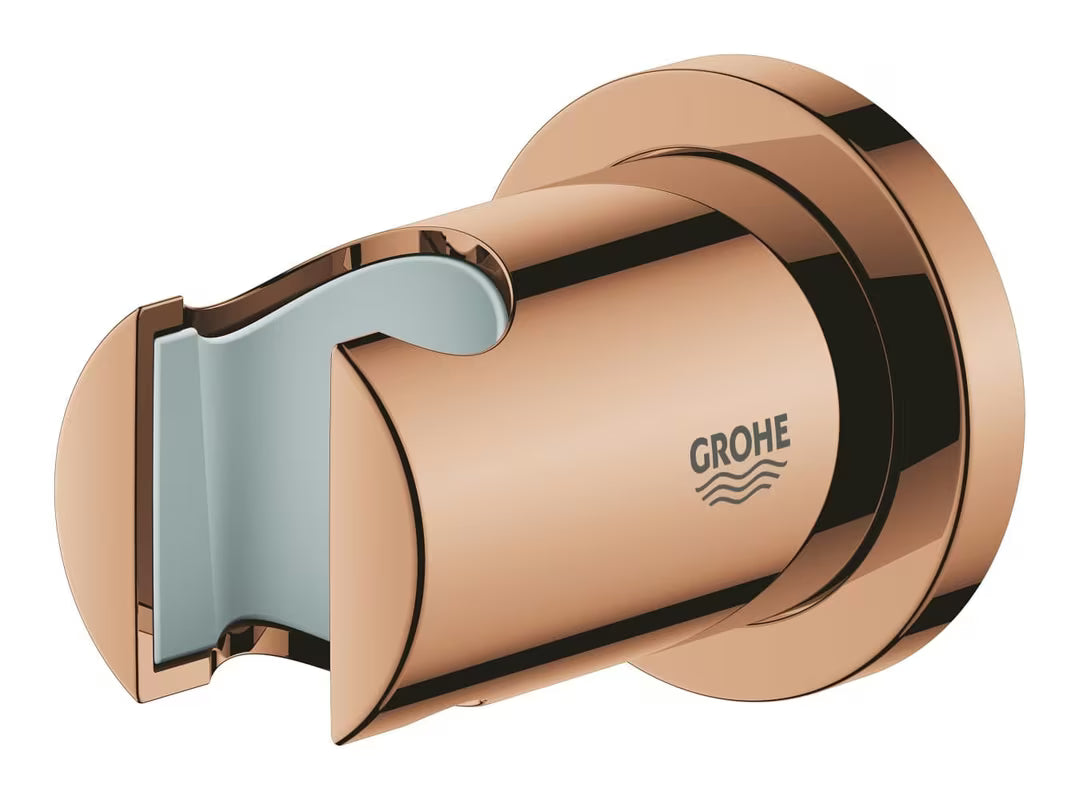 Nástěnný držák ruční sprchy Grohe Rainshower s kulatou rozetkou v povrchové úpravě Warm Sunset.