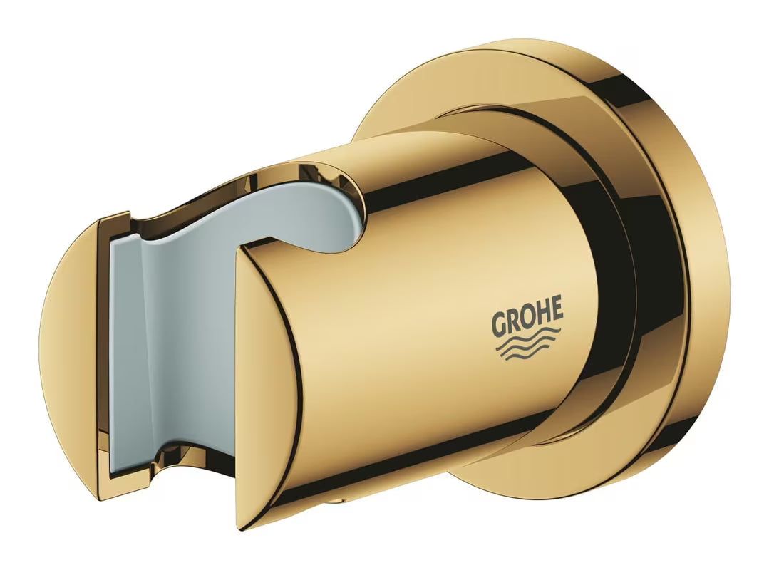 Nástěnný držák ruční sprchy Grohe Rainshower s kulatou rozetkou v povrchové úpravě Cool Sunrise.
