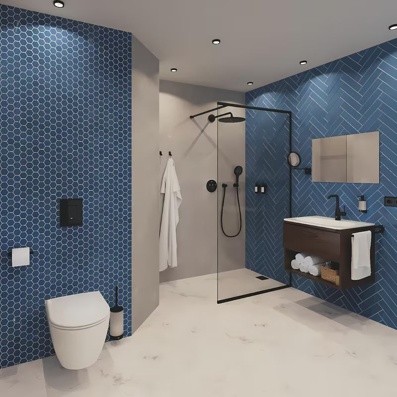 Pevný držák sprchy Grohe Rainshower neutral s kulatou rozetkou v barvě phantom black.