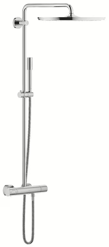 Sprchový systém Grohe Rainshower System s termostatickou baterií v chromovém provedení s hlavovou a ruční sprchou.